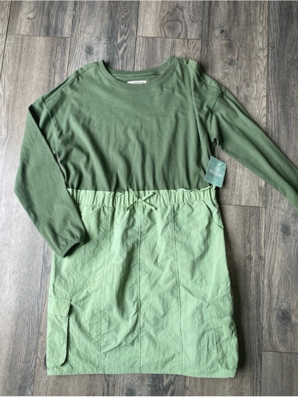 Magellan outdoors Green Two-Tone Girls' Long Sleeve Dress